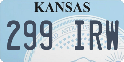 KS license plate 299IRW