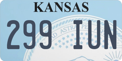 KS license plate 299IUN