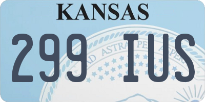 KS license plate 299IUS