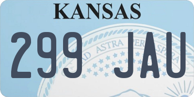 KS license plate 299JAU