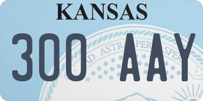 KS license plate 300AAY