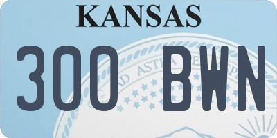 KS license plate 300BWN