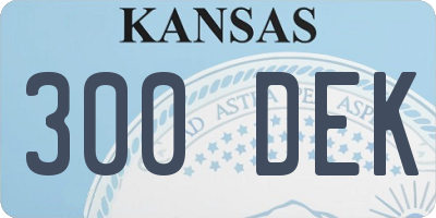 KS license plate 300DEK