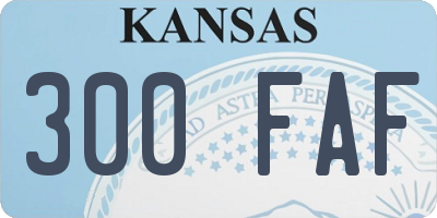 KS license plate 300FAF