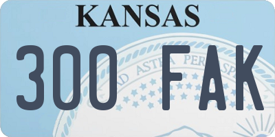 KS license plate 300FAK