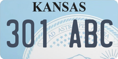 KS license plate 301ABC