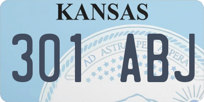 KS license plate 301ABJ