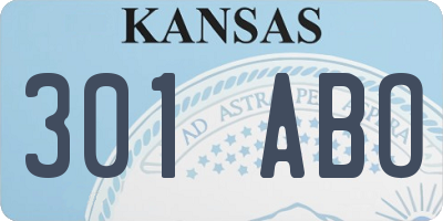 KS license plate 301ABO