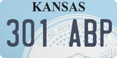 KS license plate 301ABP