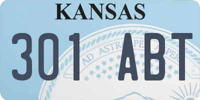 KS license plate 301ABT