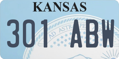 KS license plate 301ABW