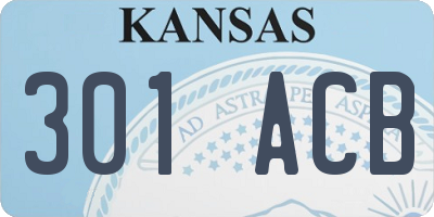 KS license plate 301ACB