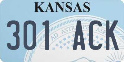 KS license plate 301ACK