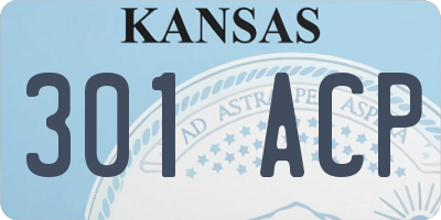 KS license plate 301ACP