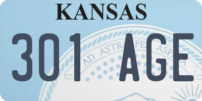 KS license plate 301AGE