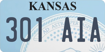 KS license plate 301AIA