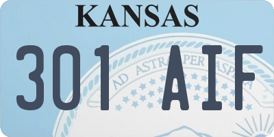 KS license plate 301AIF
