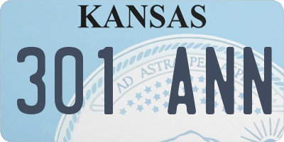 KS license plate 301ANN