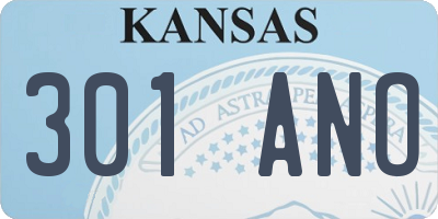 KS license plate 301ANO