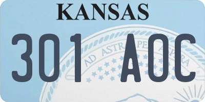 KS license plate 301AOC