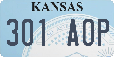 KS license plate 301AOP