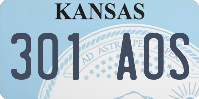 KS license plate 301AOS