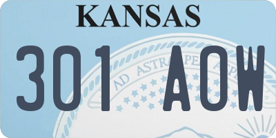 KS license plate 301AOW