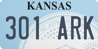 KS license plate 301ARK