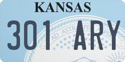 KS license plate 301ARY