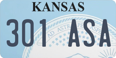 KS license plate 301ASA