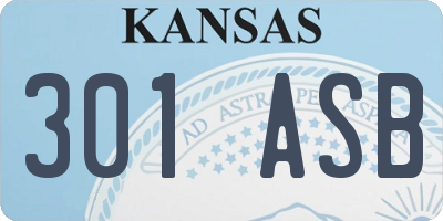 KS license plate 301ASB