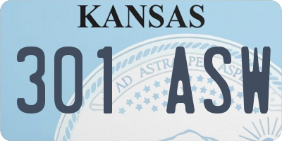 KS license plate 301ASW