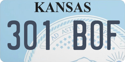 KS license plate 301BOF
