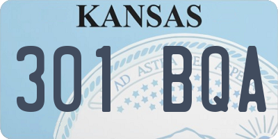 KS license plate 301BQA