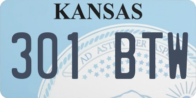KS license plate 301BTW