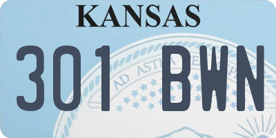 KS license plate 301BWN