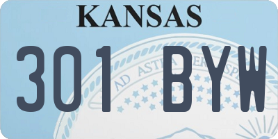 KS license plate 301BYW