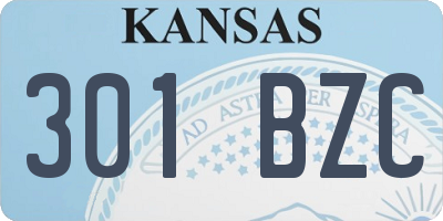 KS license plate 301BZC