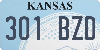 KS license plate 301BZD
