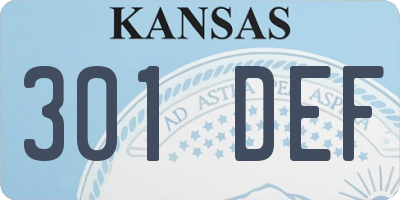 KS license plate 301DEF