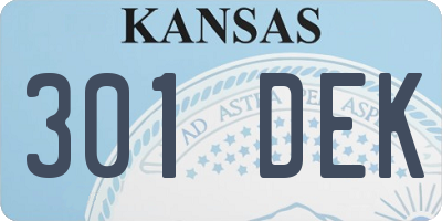 KS license plate 301DEK
