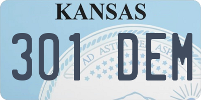 KS license plate 301DEM