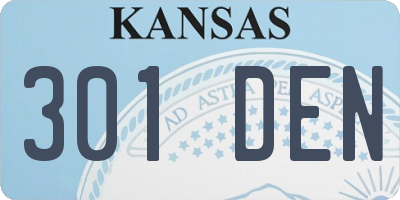 KS license plate 301DEN