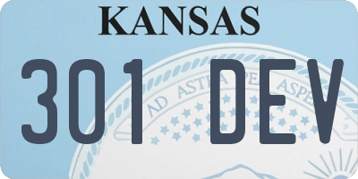 KS license plate 301DEV