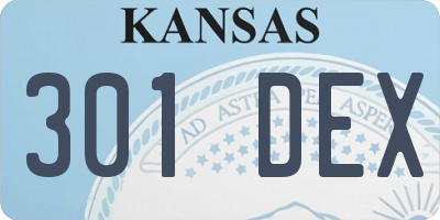 KS license plate 301DEX