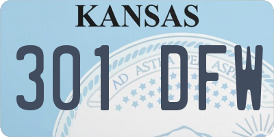 KS license plate 301DFW
