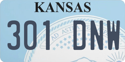 KS license plate 301DNW