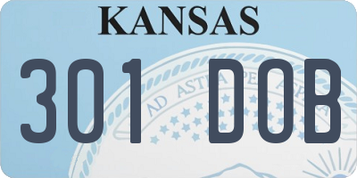KS license plate 301DOB