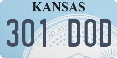 KS license plate 301DOD