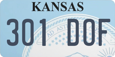 KS license plate 301DOF